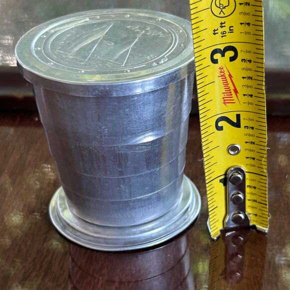 Vintage Aluminum Collapsible Travel Cup – Sailboat Lid – 3” Tall - Picture 11 of 13
